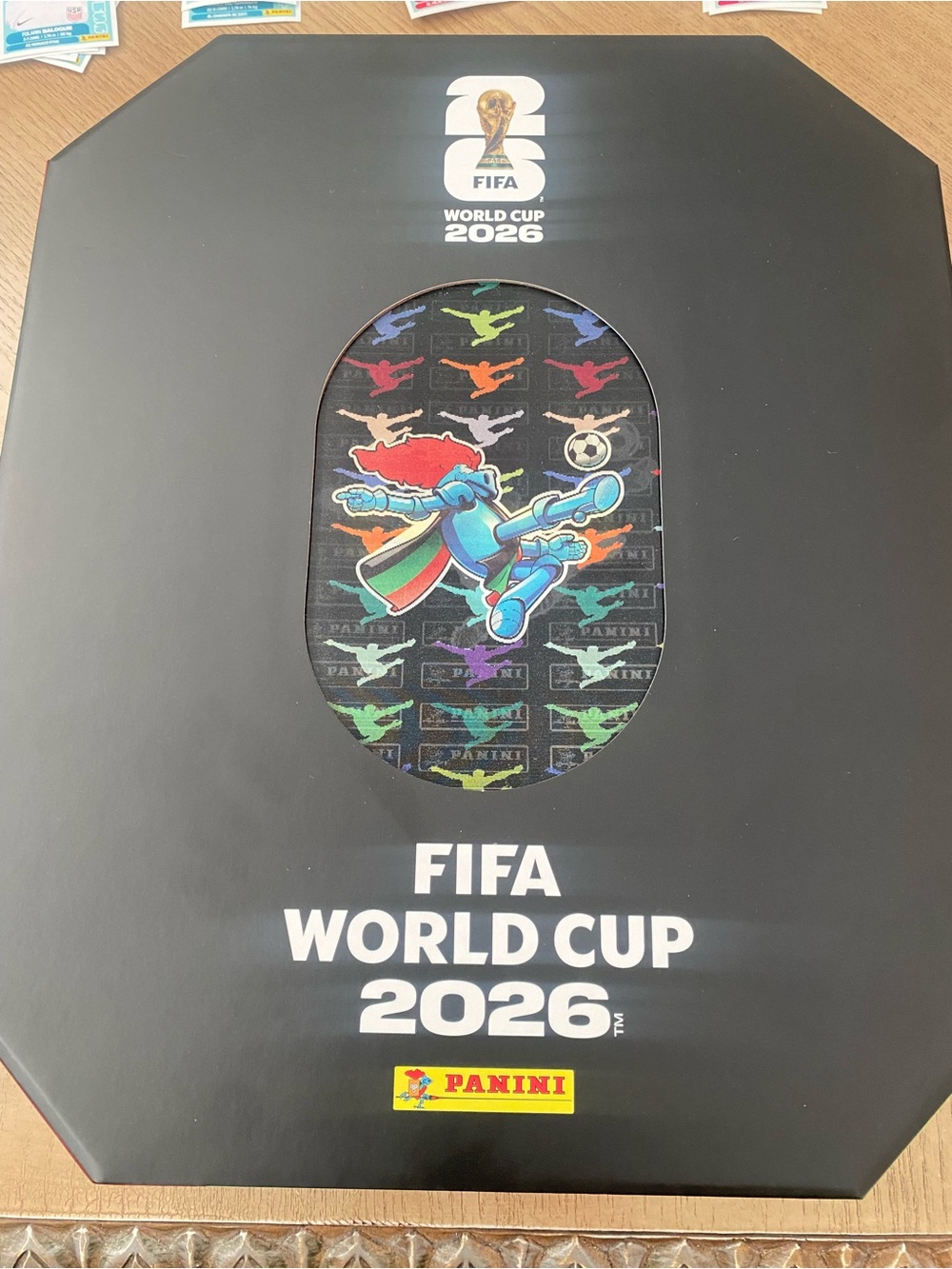 Official Panini 2026 World Cup Stadium Box for card storage and Holographic Card